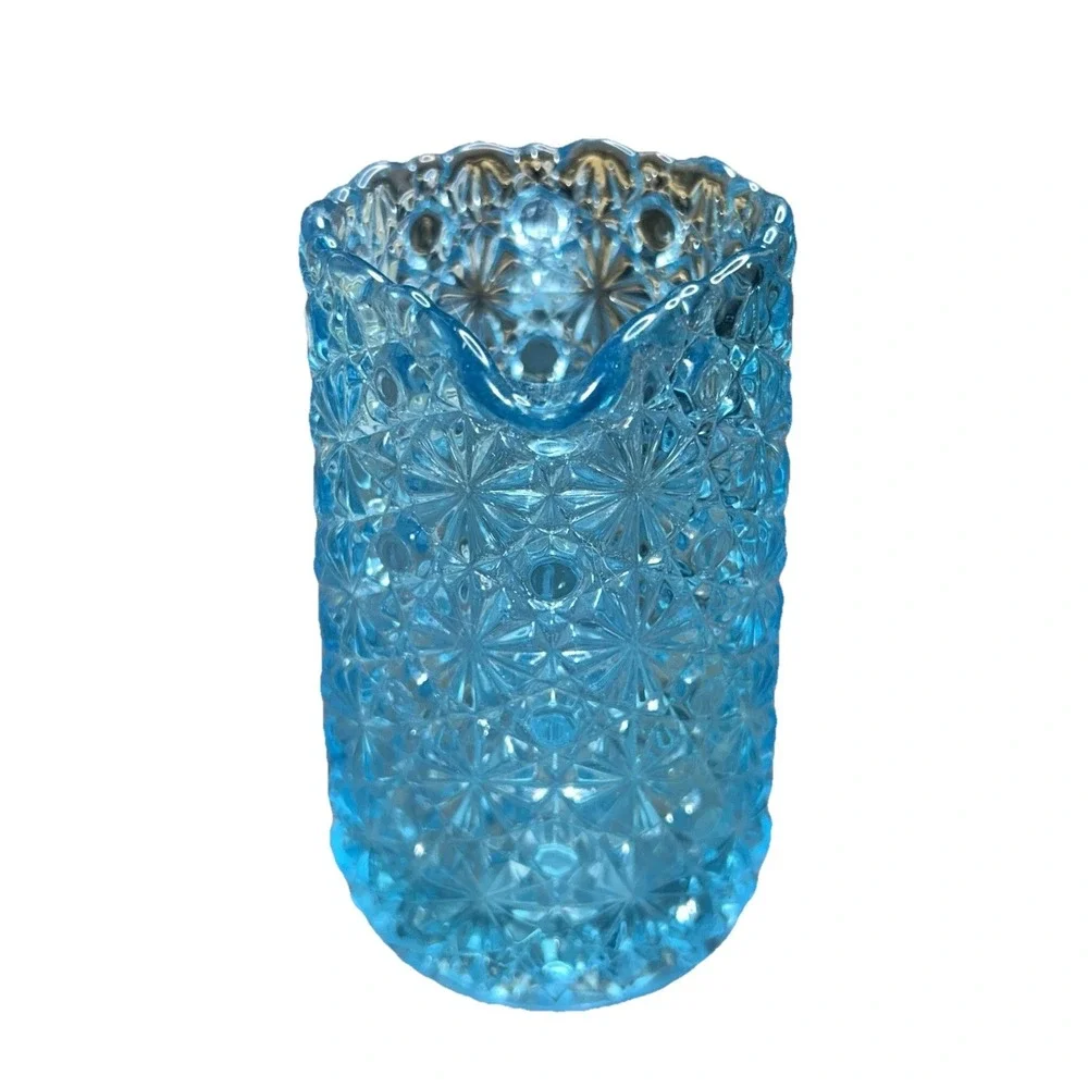 Fenton Electric Blue Daisy & Button Glass Creamer Pitcher 5